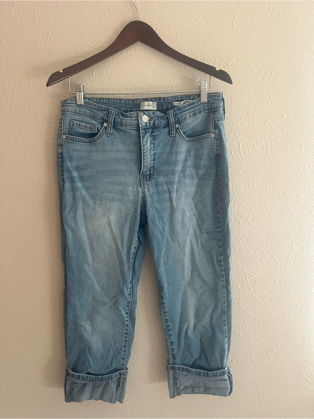 Wonderly Women’s High Rise Cuff Straight  Cuff Jeans – Size 10P